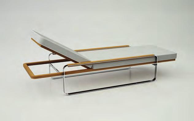 BALTIC SUN LOUNGER Solid teak and polished stainless steel Removable seat cushions Adjustable headrest Dimensions