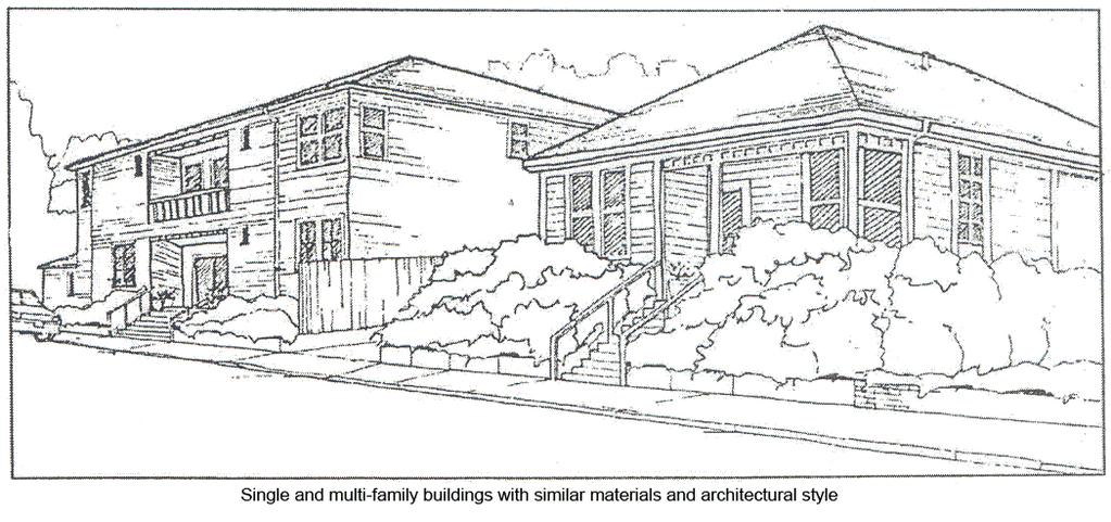 BUILDING STYLE AND MATERIALS The style of building architecture, quality of construction and type of exterior building materials can have an effect on how a building fits in to a neighborhood.