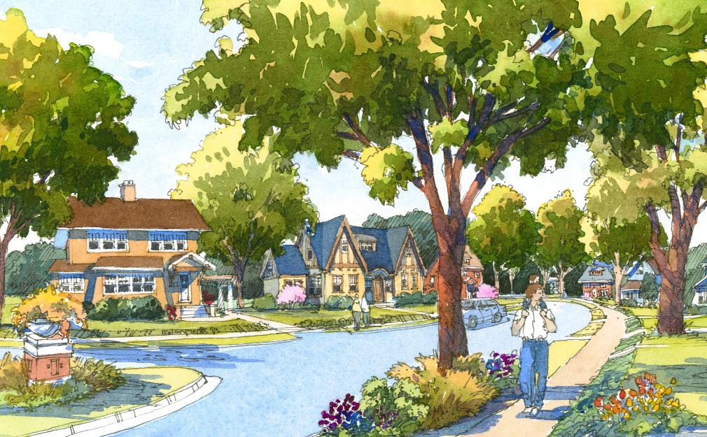 A major feature of Prairie Trail is a new town center for Ankeny with a traditional Iowa town square as its focal point.