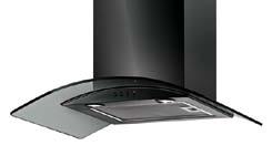 99 S/STEEL CURVED GLASS CHIMNEY HOOD Black CURVED GLASS CHIMNEY HOOD integrated hood visor hood 3  BAUST1 Airflow