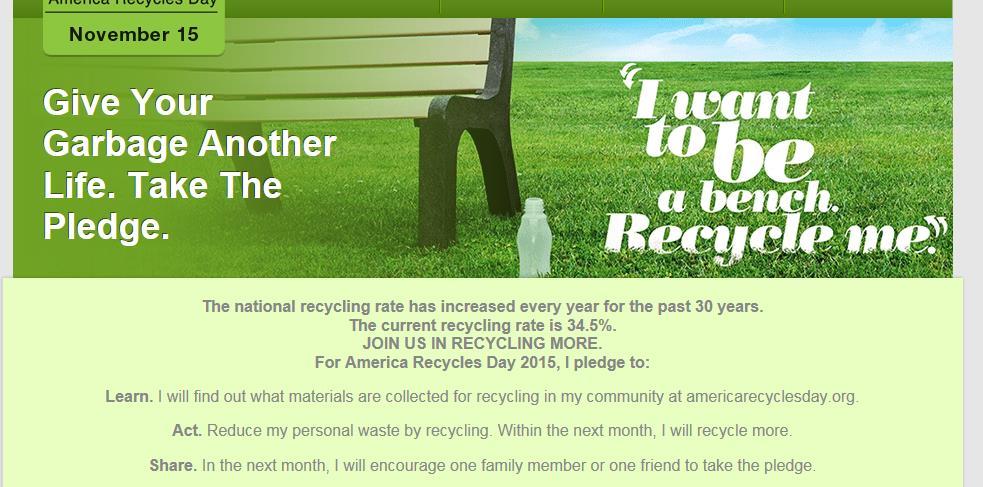 America Recycles Day Commitment Verbal or written