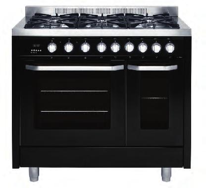temperature and faster cooking time, while the vapor clean function aids cleaning. The second oven has four functions, including grill with fan.