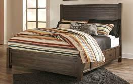 B677 Rokane (Ashley HS Exclusive) Urbanology group that is rustic by nature, yet contemporary by design Made with Acacia veneers and hardwood solids in a rustic warm brown finish with heavy