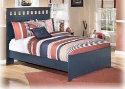 Bedroom group in a dark slate blue finish with a variety of bed options Rolling trundle storage box enables the option of storage or   (50D/50T/53/83) No box spring Twin/Twin Wood