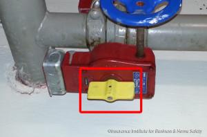 A backflow preventer with two outside screw and yoke (OS&Y) valves is in the open