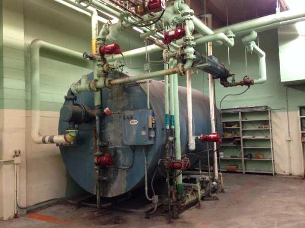 Median service life of a steel fire tube boiler is 25 years (2007 ASHRAE Applications Handbook). Recommendations Estimated South HS heating load is 15,000 MBH.