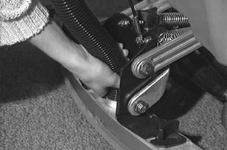 MAINTENANCE SQUEEGEE The squeegee assembly channels water into the vacuum fan suction. The front blade channels the water, and the rear blade wipes the floor.