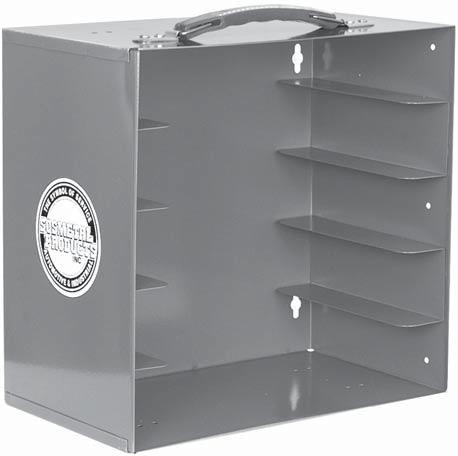 PLASTIC STORAGE TRAYS and ORGANIZER THE STOWAWAY ORGANIZER Made from prime cold rolled steel. Durable gray baked enamel finish.