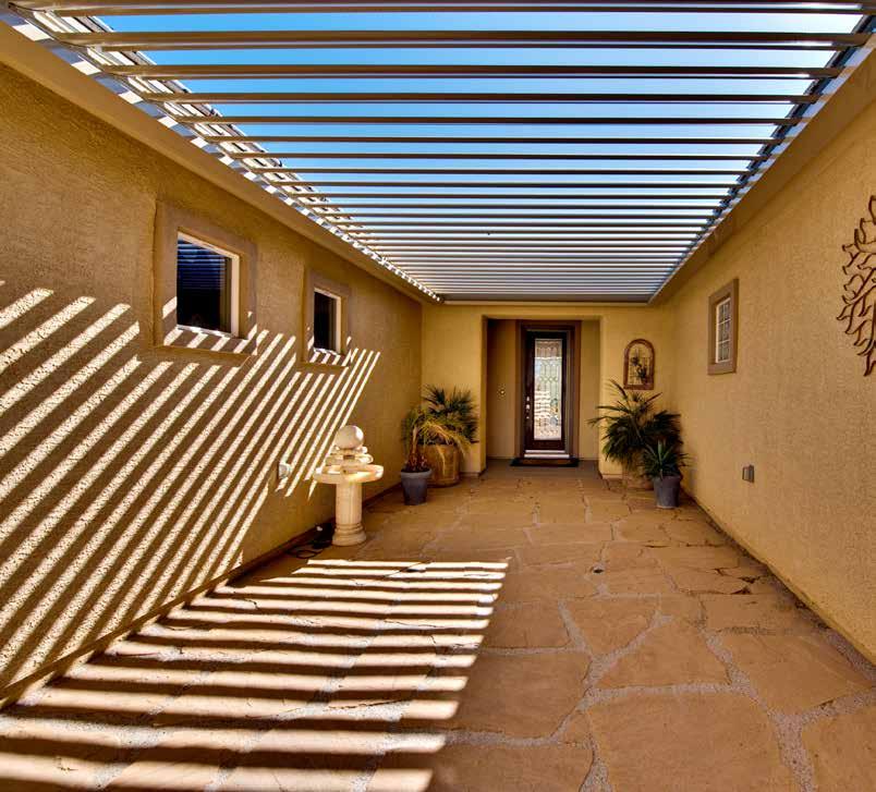 Courtyard living Equinox Louver Roof system is ideal for keeping