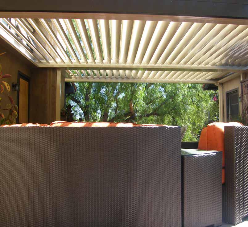 Form with function An Equinox Louvered Roof system creates a year round open air living space, providing additional get-a-way space when needed.