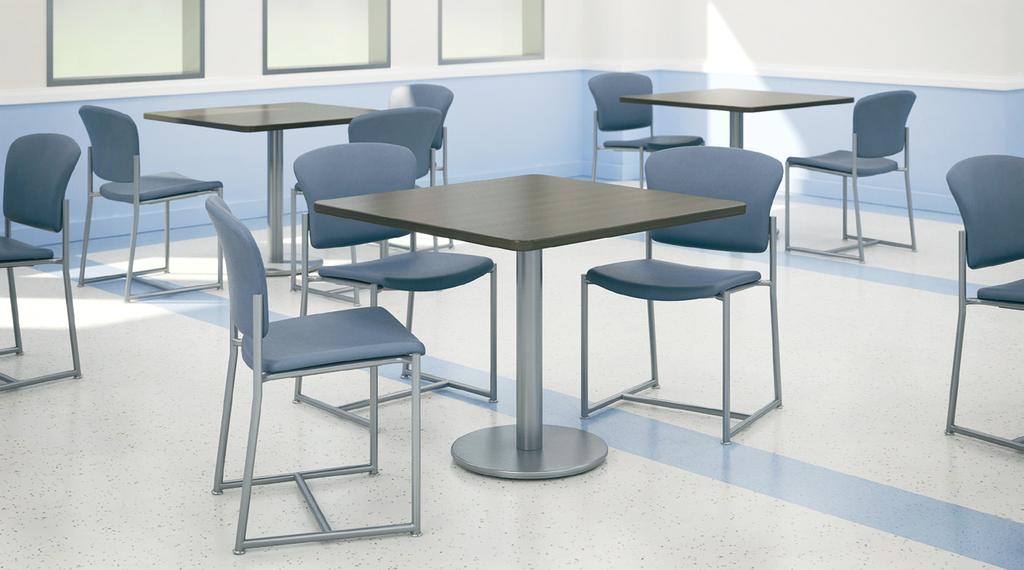 Dining in Comfort Designed to thrive in high-traffic environments, our tables and seating offer simple, clean designs that