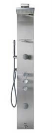 H050000 Shower column for shower tray with thermostatic mixer, directional hydromassage jets (relaxing and stimulating function), rain-effect overhead shower, handshower, folding seat and