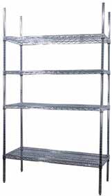 Chrome Wire Shelving STORAGE Chrome Wire Shelving 1-year warranty for dry storage only Not intended for outdoor use 600 to 800 lb. per shelf maximum capacity, or 2,000 lb.