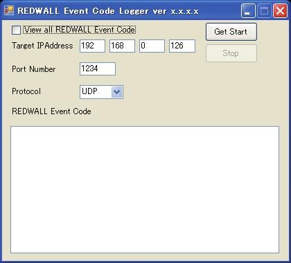4 REDWALL EVENT CODE LOGGER Double-click the REDWALL Event Code Logger.exe. Logger is a program to display REDWALL Event Codes (R.E.C.) sent from a device on the network and to save the information as a text in a file.