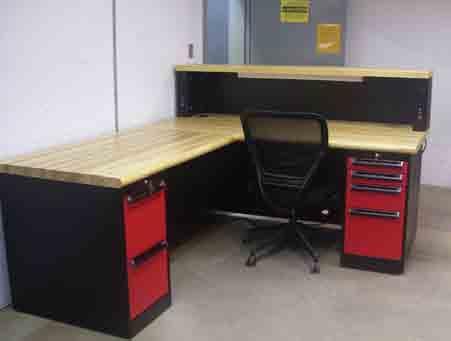 Add to that, electrical legs, bottom shelves, locks, aerial shelves with or without electrical outlets, and Equipto cabinets, and seating, and you have a total, flexible, technical workcenter.