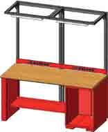 OmniVerse Workcenter Custom The Workcenters below all have a Hardwood Ash top that comes with either two cabinets with a lower shelf or 1 cabinet and a leg with a lower shelf.