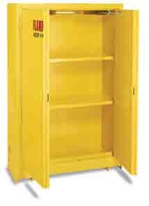 Storage Cabinets Flammable Liquid Storage Cabinets Protect your personnel and your business Galvanized steel shelves and leveling legs Support up to 350 lbs.