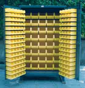 Bins are 4 1/4 wide, 7 3/8 deep and 3 high and constructed of Polypropylene.