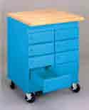 Bench cabinets - 30 wide x 27 3/4 deep Stationary or portable Back rail available Flat or sloped tops Roller suspension drawers Door cabinets have middle shelf 250-PB 255DP 260-PW Lock It Up!