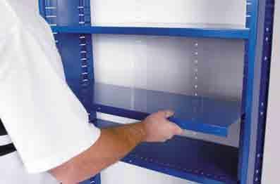 Zip-In shelves simply slide in and out of the unit without