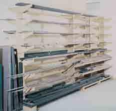 Single or double-face bar racks in a range of heights and widths can be used individually or in rows. You can even add a shelf here and there for items too short to reach between rack arms.