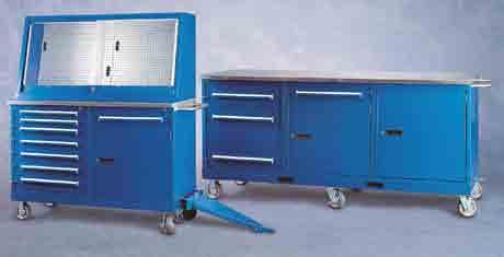 FOD/Heavy Duty Mobile Tool Control Cabinets consist of a single, double or triple modular unit with forklift Mobile Tool Control Cabinets tubes and a caster base.