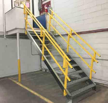 Stairways, Ship s Ladders and Bridges NEW Stairways Meet New OSHA Standards Contoured hand rail and post design Over 200 sizes designed to meet or exceed OSHA or IBC standards Galvanized steel