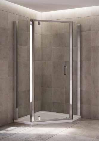 Mira Leap pentagon The Mira Leap pentagon enclosure fits neatly into the corner of a bathroom making them the perfect option when space is limited in your bathroom.