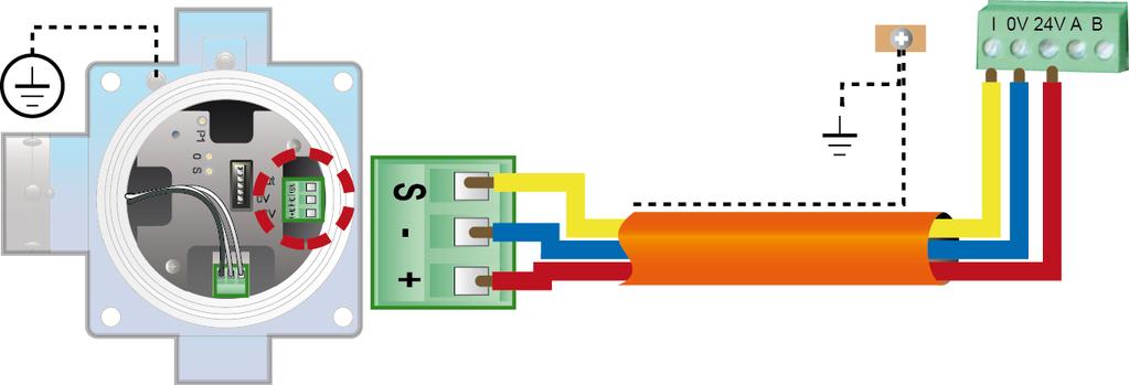 Figure 25: 4-20mA detector connected to an analog line I 0V 24V 4-20mA GND Power (24Vdc) In the case of a mv flammable gas detector connected directly to the MX 32 line, please wire