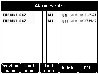 5. Information 1. Detectors This displays the main information on the detector (type, range, detected gas). 2. Events Figure 40: Example of gas alarm records 1.