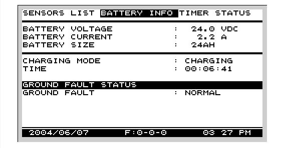 displayed in the lower part of this screen. Trouble signal will be activated on high or low temperature indications (levels are factory defined).