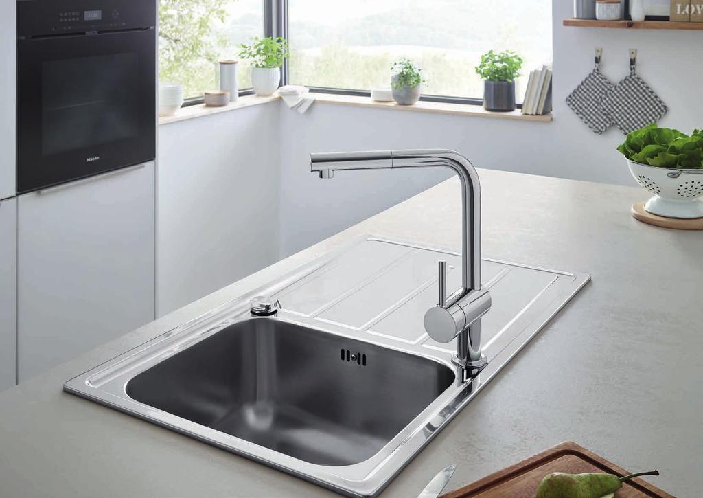 GROHE KITCHEN SINKS K500 SERIES GROHE K500 SERIES 31 573 SD0 Minta Sink Bundle In tough stainless steel, with welded finish for added durability, the
