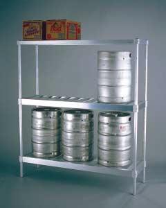 JOB: ITEM #: QUANTITY: KEG STACKERS Keg Stackers Built To Withstand The Impact Shock Of Dropped Kegs These heavy duty aluminum units store ¼ and ½ barrels (kegs) of beer as well as dry general