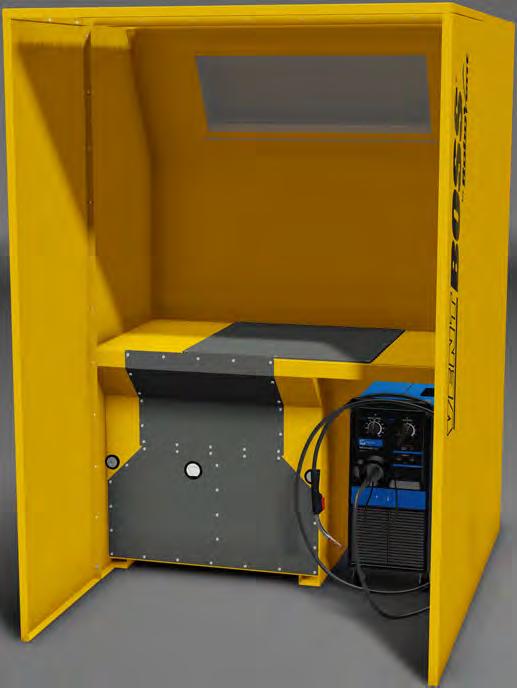 Large work envelope Pulse cleaning Storage area Backdraft Side panels Curtain option Easy to use with larger materials Longer filter life Easy access for welding power supply Most effective capture
