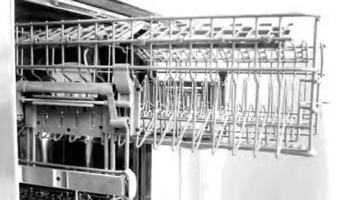 Note: POSITION Your dishwasher comes with an adjustable top rack (basket) pictured at right. Its height can be adjusted by lifting the handle in a downward or upward direction.