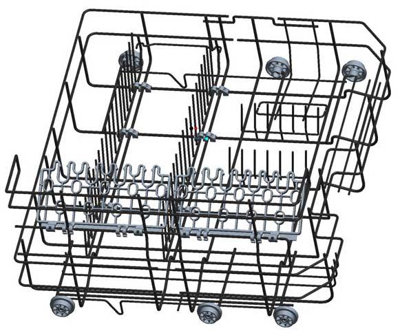 Plate racks of Basket The basket is fitted with plate racks which can be stowed horizontal if required. Cutlery should be placed in the cutlery basket with handles at the bottom.