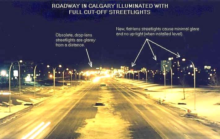 In Process streetlighting conversion in Calgary, Canada to Full Cutoff fixtures,