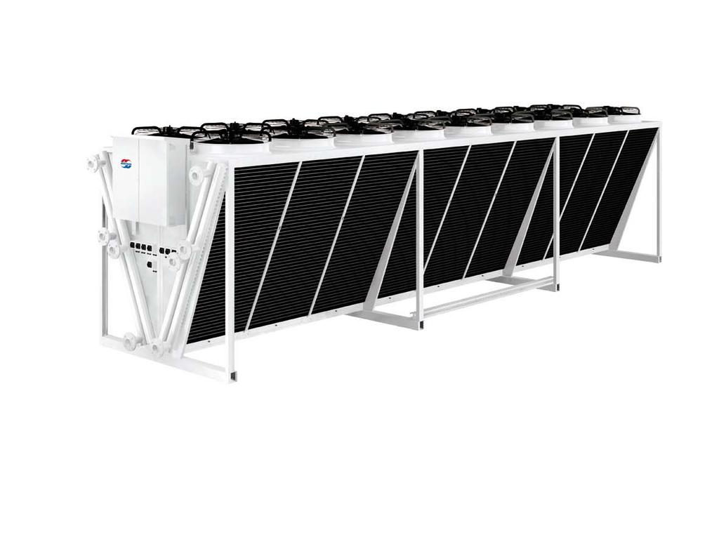 Twin Vario GVD / GFD Advantages --High-performance V-type condenser/dry cooler --For medium to high capacities in process cooling and air-conditioning --Various sound levels; many design types --With