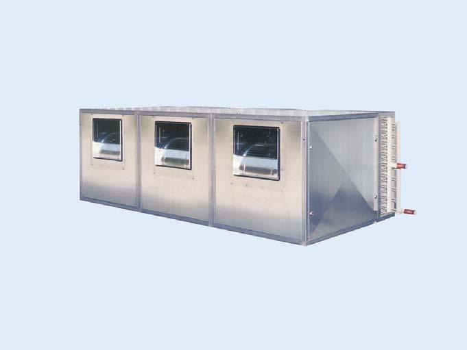 Indoor-V Special RVV Description --Air-cooled condenser with radial fans for indoor set-up -- with external pressure for connecting air ducts and sound absorbers --Module-type casing with frame and
