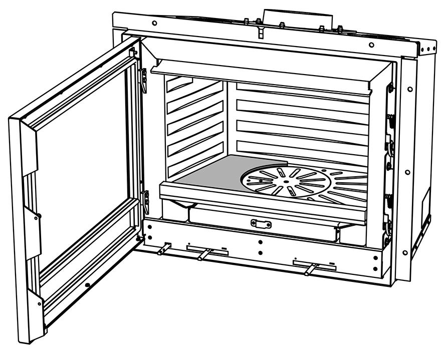 Care & Maintenance To fit the Woodburning Conversion kit: 7.1 Remove the Log Guard and Brick Protector (see Pre- Installation, Sections 4 & 5). 7.2 Manoeuvre the left hand Woodburning plate carefully through the firebox at an angle.