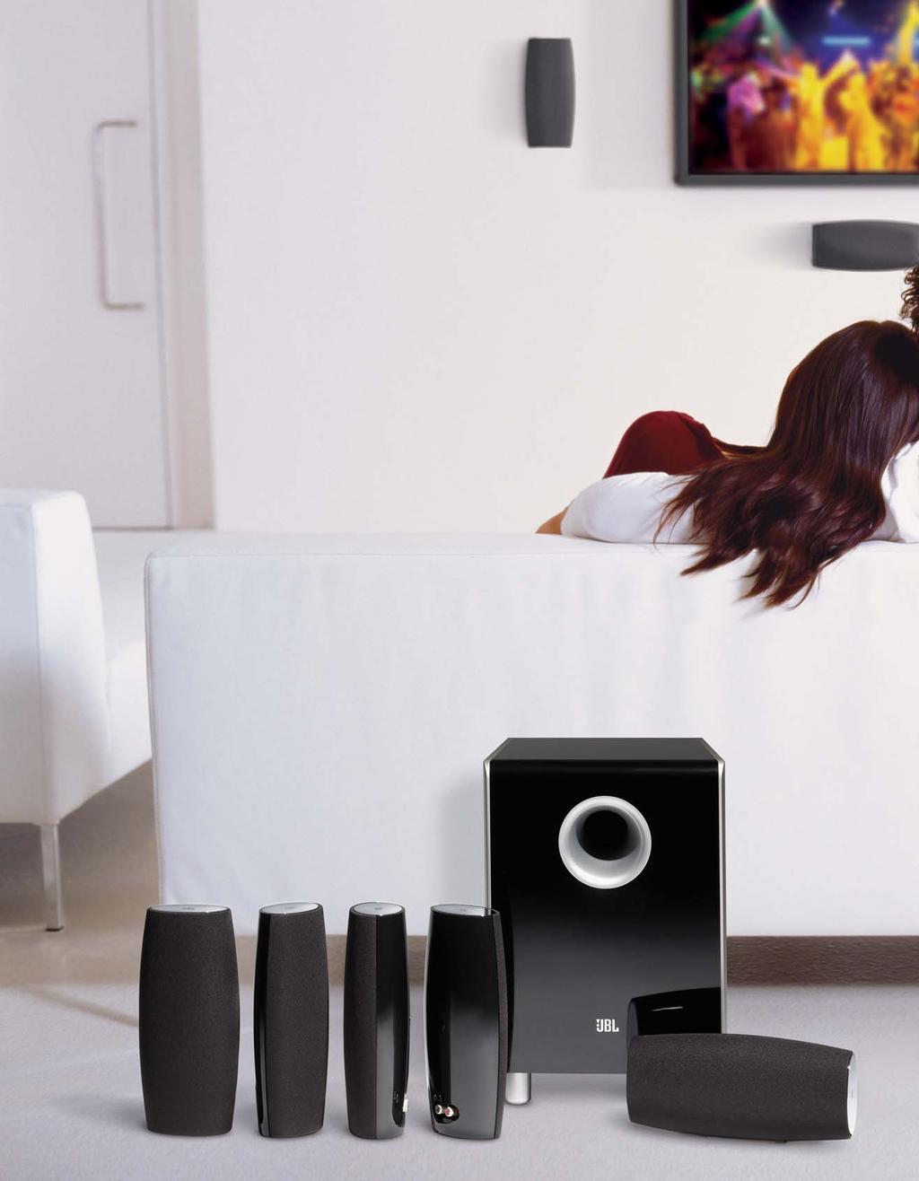 STUNNING MULTICHANNEL SOUND. BOTH JBL CINEMA SOUND HOME THEATER SPEAKER SYSTEMS ARE COMPLETE WITH VOICE-MATCHED SATELLITES, CENTER CHANNEL SPEAKERS AND POWERED SUBWOOFERS.