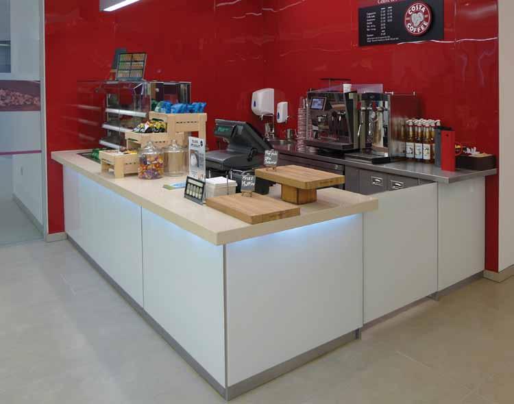 Branded coffee bar counter