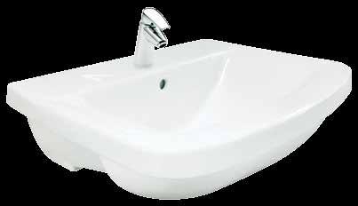 not available) 560mm semi recessed basin with one or three tap holes Semi recessed installation Fully glazed