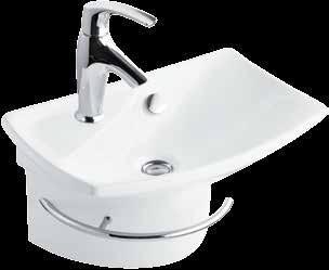 BASINS wall hung Escale Wash Basin with Towel Rail (tapware is not available) Pictured: Reve Counter Top Basin with Stance Basin Mixer 500mm wall hung wash basin Left