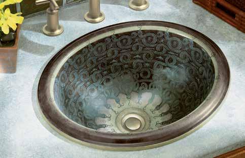 RRP: $2090 Code: 14223-SP-G9 Serpentine Bronze on Intaglio Self Rimming Basin Serpentine Bronze takes its inspiration from a Chinese bronze basin dating from 475 BC.