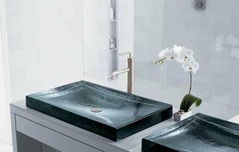 artist editions Antilia Wading Pool Glass Basin (tapware is not available) 713 356 216 433 Optimal water delivery location 70 56 Pictured: Toobi Wall Hung Basin Cabinet 41 Crafted from cast glass,
