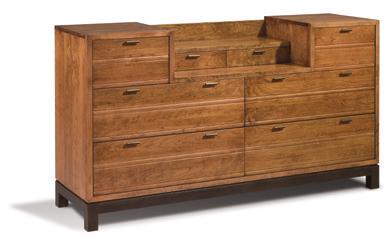 Triple Dresser 64W 19D 37H Eight drawers Two inset drawers with