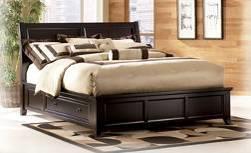 hardware is perfectly matched to sable finish Storage drawers are on both sides of storage bed Beds available: King