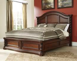 Brennville (Signature Design - Millennium) Traditional design in a warm burnished brown cherry color finish Made with cherry veneers and poplar solids with cast twist post ornamentation on cases, bed