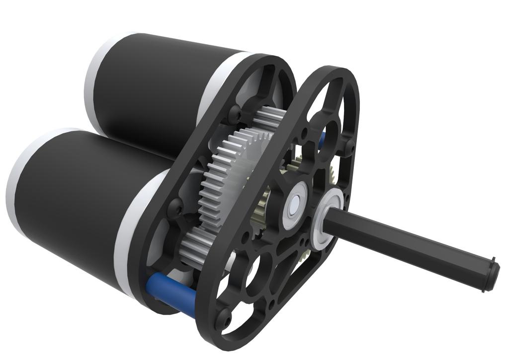 Drive Gearbox 2 Mini-CIM motors per gearbox with one speed Reduction: 7.77:1 Theoretical Top Speed: 12.